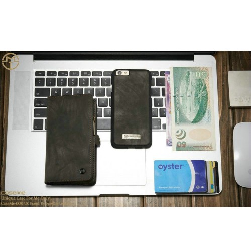 Detachable Multi-slot Retro Split Leather Wallet Zipper Case For iPhone 6 